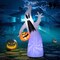 Halloween Inflatable Decoration 41.25 Inch White Ghost Holding Pumpkin